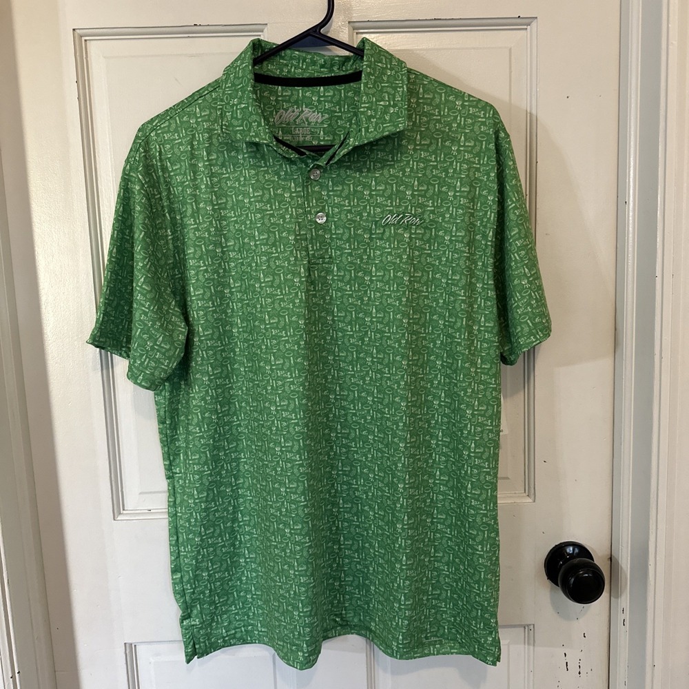 Old Row NWT Men's Tailgater, Kelly Green‎ Printed Polo Size Large Football